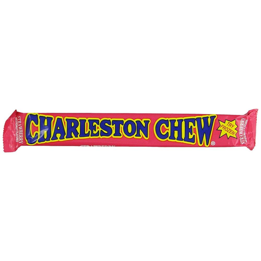 imageCharleston Chew Chocolate Coated Chewy Nougat Bar  Peanut Free Gluten Free  Individually Wrapped Old Fashioned Chocolate Candy  Strawberry 1875 Oz Pack of 24