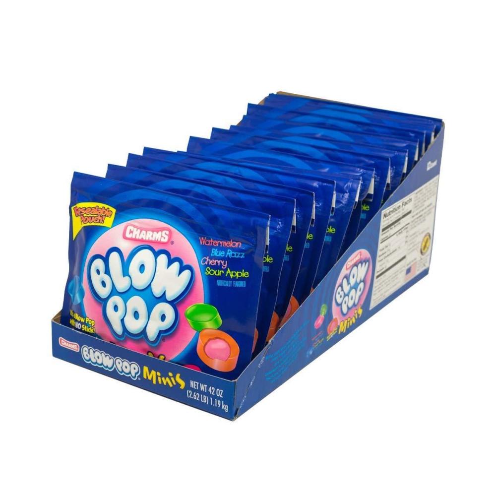 imageCharms Blow Pop Mini Lollipops  Individually Wrapped Dual Candy and Gum Suckers  Peanut Free Gluten Free  Bulk Treat for Kids and Adults  35 Ounce Bag Pack of 12
