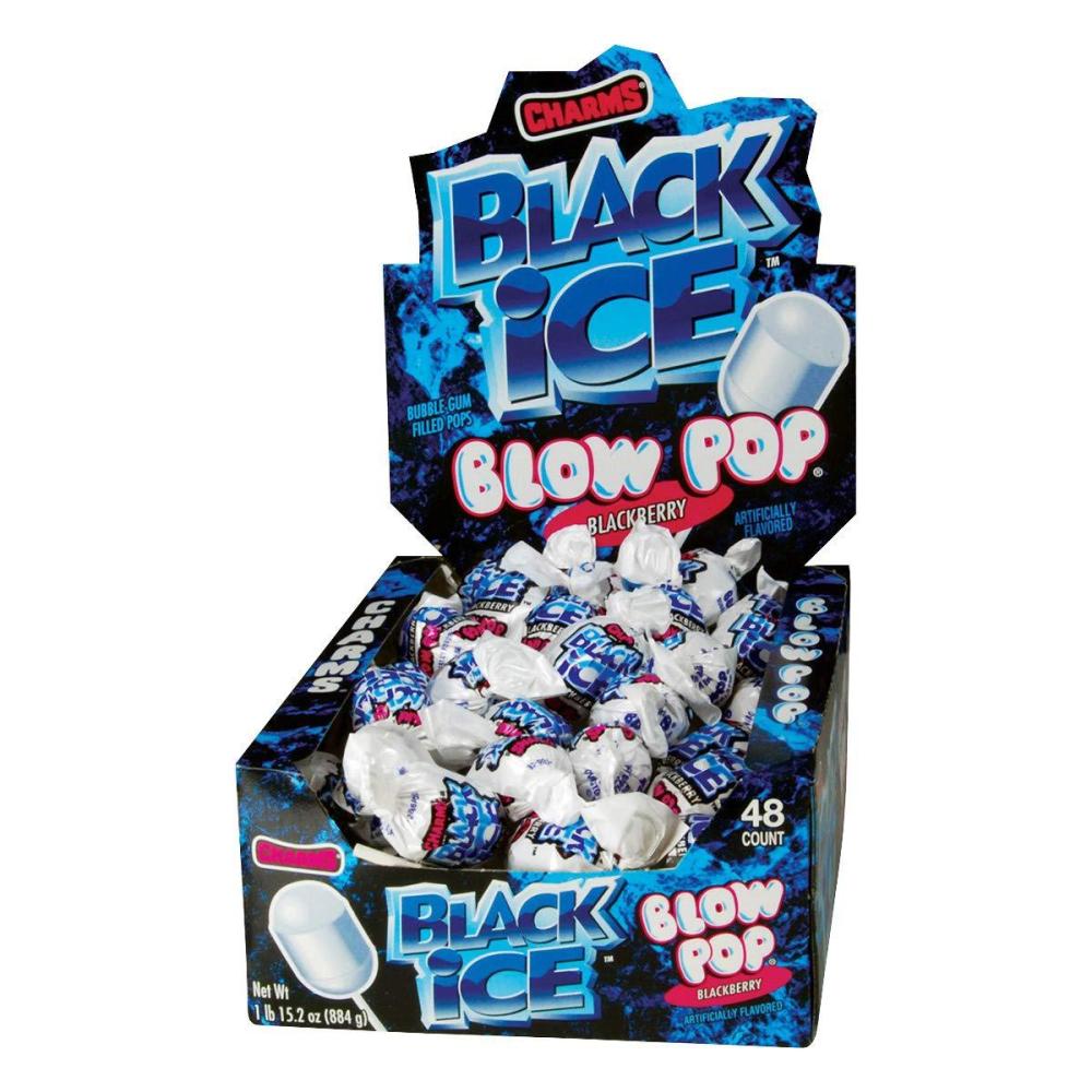 imageCharms Blow Pops Black Ice Flavor 48 Count Pack of 1 3886