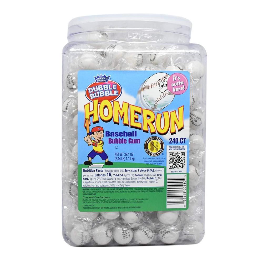 imageDubble Bubble Home Run Baseball Bubble Gum Gumballs 240Count Jar