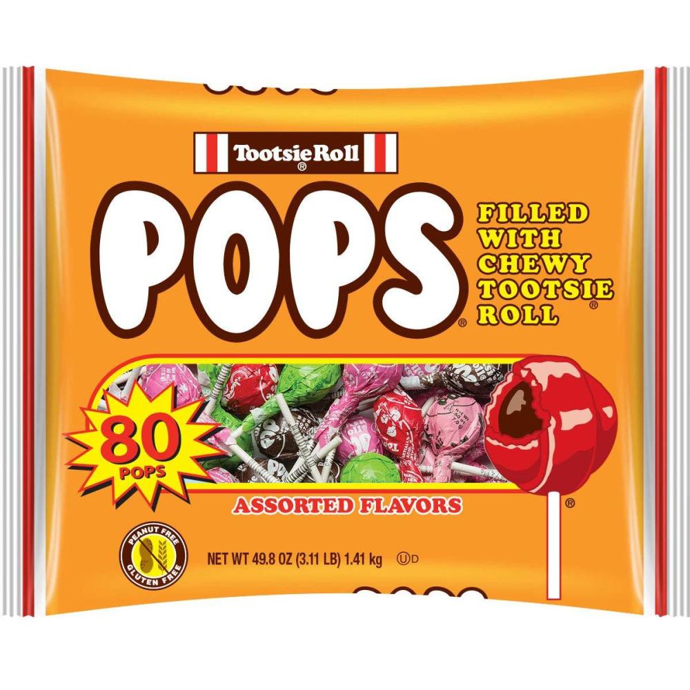 imageTootsie Roll Pops Original Fruity Lollipop with Chocolatey Center  Over 3 Pounds of Assorted Pops  Five Flavors Plus Bonus Surprise Flavor  Peanut Free Gluten Free 80 CountAssorted Flavors