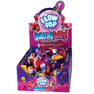 Charms Blow Pop Bursting Berry Lollipops – Individually Wrapped Dual Candy and Gum Suckers – Peanut Free, Gluten Free – Bulk Treat for Kids and Adults – 48 Count (Pack of 1)