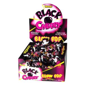 Charms Blow Pop Lollipops – Individually Wrapped Dual Candy and Gum Suckers – Peanut Free, Gluten Free – Bulk Treat for Kids and Adults – Black Cherry, 48 Count (Pack of 1)