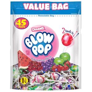 Charms Blow Pop Lollipops – Individually Wrapped Dual Candy and Gum Suckers – Peanut Free, Gluten Free – Bulk Treat for Kids and Adults – Cherry, 48 Count (Pack of 1)(Assorted)