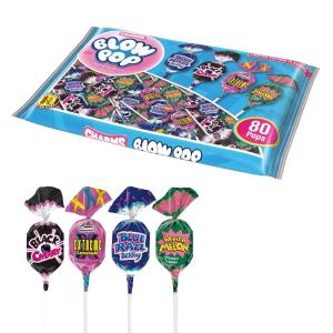 Charms Blow Pop Lollipops Limited Edition Assortment – Blue Razzbery, Black Cherry, What A Melon and Extreme Lemonade – Dual Candy and Gum Suckers – Bulk Treat for Kids and Adults, 80 Count