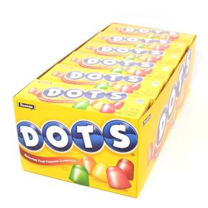 DOTS Individually Wrapped Candy – Original Gummy Candy Flavors – Cherry, Lime, Orange, Lemon & Strawberry – Gluten Free, Kosher & Peanut Free Gumdrops – Bulk 24ct, 2.2oz Dots Candy Boxes(Fruit Flavored)