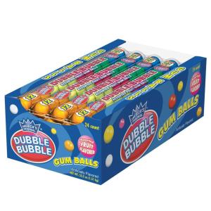 Dubble Bubble Gumballs, 24 pack of 12-Gumball Tubes in Assorted Fruit Flavors, 12 Count (Pack of 24)