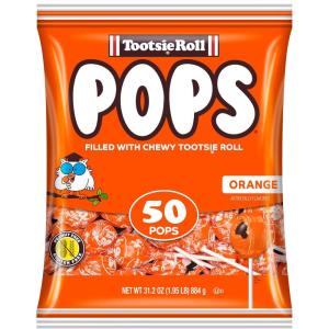 Tootsie Pops Single Flavor Bag – Orange Flavored Lollipops with Chocolatey Center – Individually Wrapped Hard Candy – Orange Candy – Peanut Free, Gluten Free, 50 Count (Pack of 1)