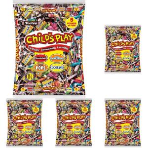 Tootsie Roll Child’s Play Candy Favorites with Bonus Mobile Game, 5 Pounds of Individually Wrapped Party Candy – Funtastic Candy Variety Mix Bag – Peanut Free, Gluten Free (5 Pounds)(5 Pound (Pack of 5))