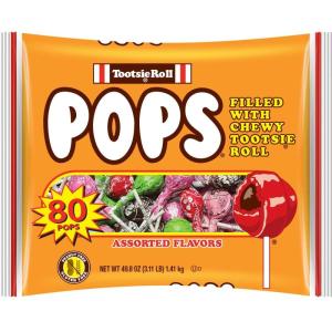 Tootsie Roll Pops Original Fruity Lollipop with Chocolatey Center – Over 3 Pounds of Assorted Pops – Five Flavors Plus Bonus Surprise Flavor – Peanut Free, Gluten Free, 80 Count(Assorted Flavors)